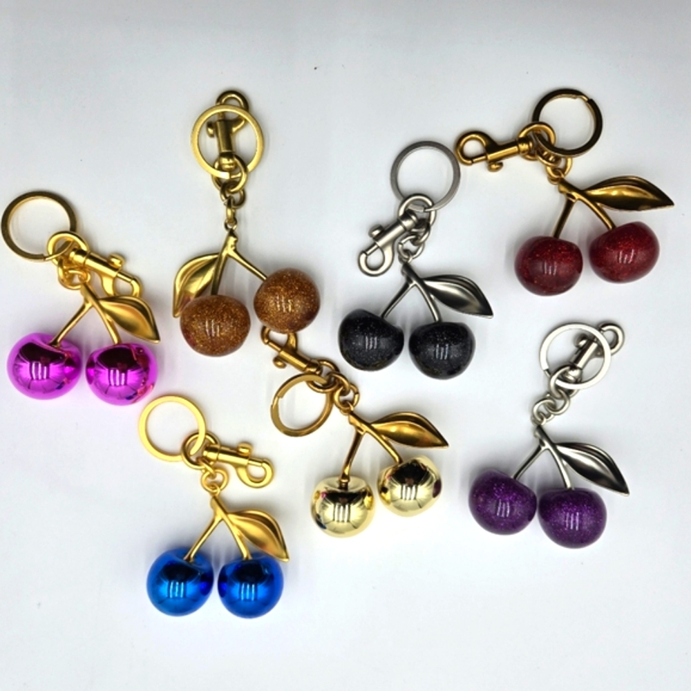 Cherry Charm / Keychain Set - VARIOUS COLORS - SOLD AS UNIT OF 1 COLOR